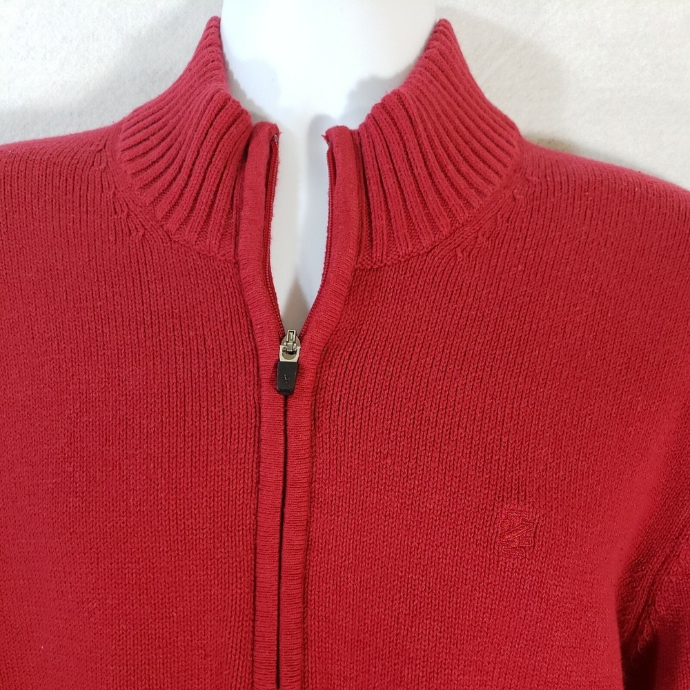 IZOD Men XL Sweater Red 1/4 Zip Stretch Soft Long Sleeve Knit Pullover VTG